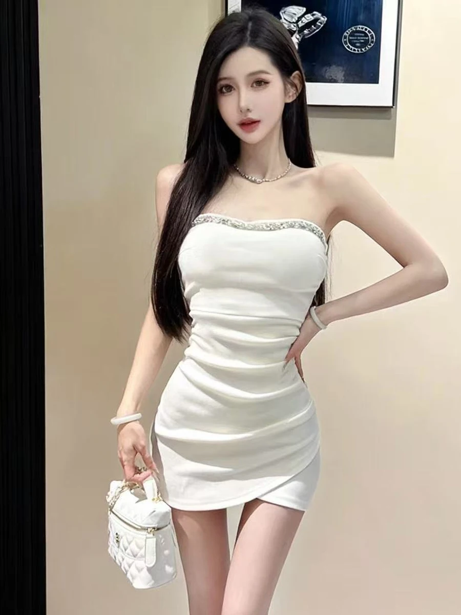 

Сексуальный легкий роскошный топ без рукавов с бриллиантами, облегающий топ для похудения, облегающая юбка с запахом для модных девушек