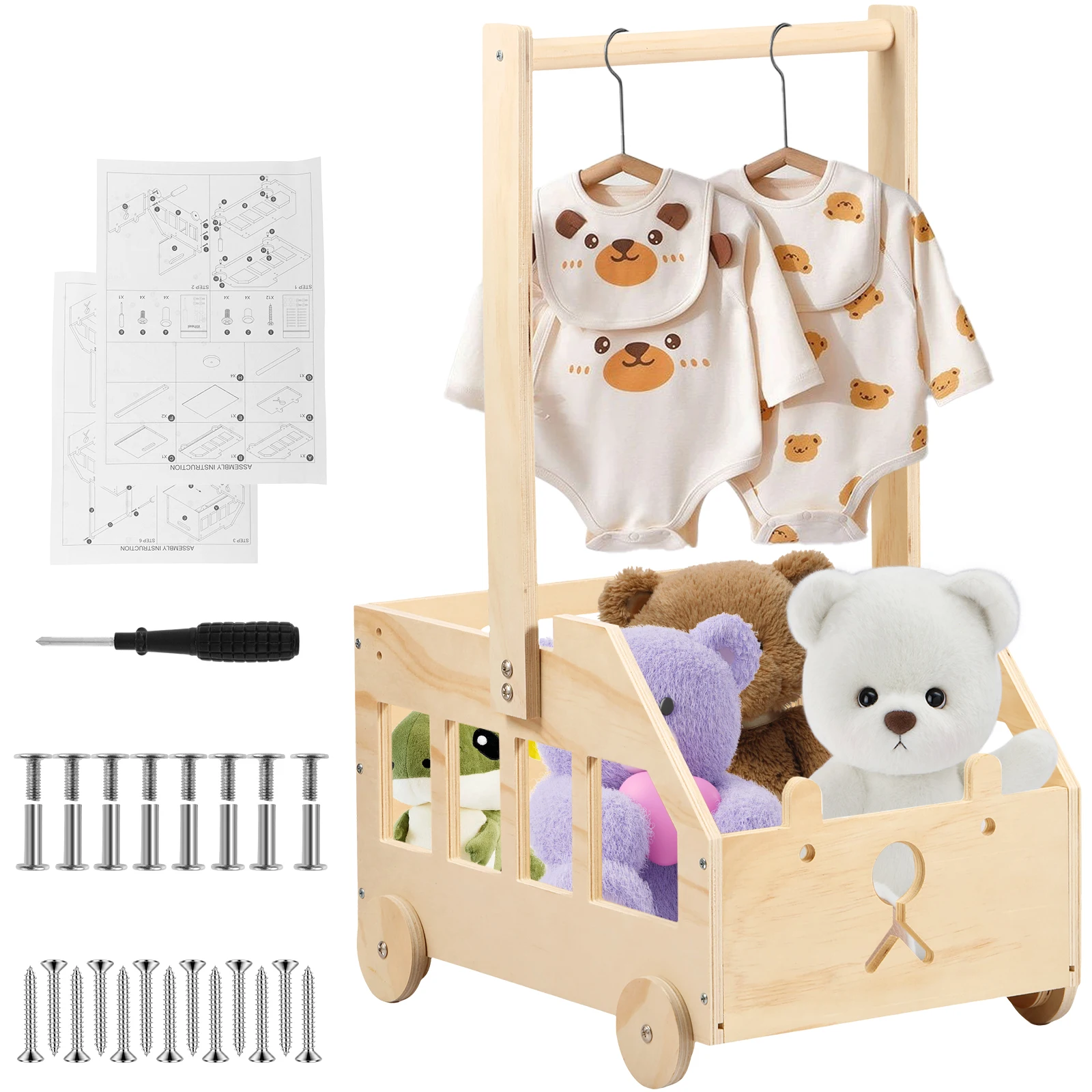 Wood Baby Shower Storage Basket Baby Basket with wheels Baby Shower Crate Closet Pretty Baby Shower Gifts Basket for Boys Girls