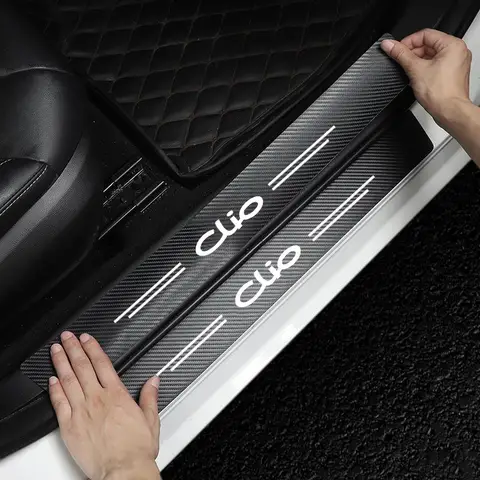 Carbon Fiber Car Sticker Protector Strip Auto Door Sill Welcome pedal Anti Scratch Waterproof for renault clio accessories