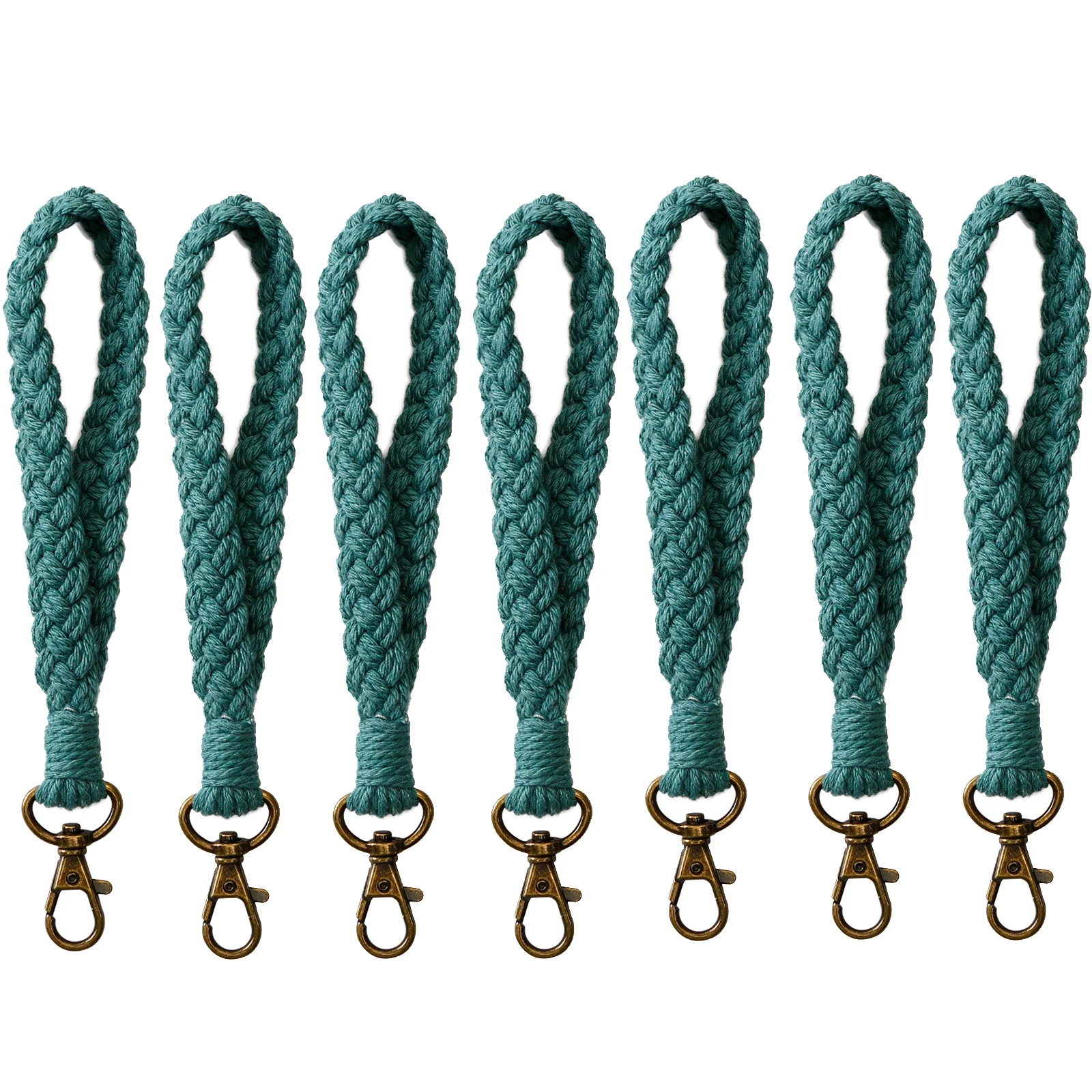 Juego de 7 Uds. De cuerda de algodón hecha a mano, llavero multifuncional, correa para muñeca, accesorios colgantes
