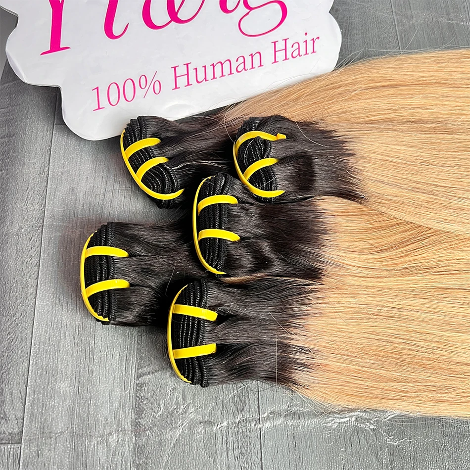 Yiwigs 10A Grade 1B27 Ombre Colored Bone Straight 100% Raw Human Hair Bundles 10-24 inches Hair Weave Extensions For Women