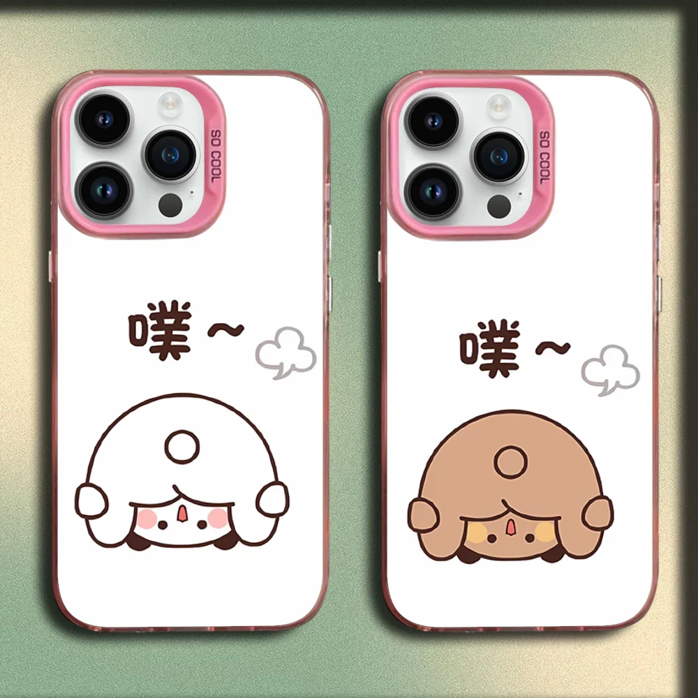 

Funny Cartoon BuBu DuDu Phone Case For iPhone 16,15,14,13,12,11,Mini,Pro,MAX Pink Matte Silicone Cover