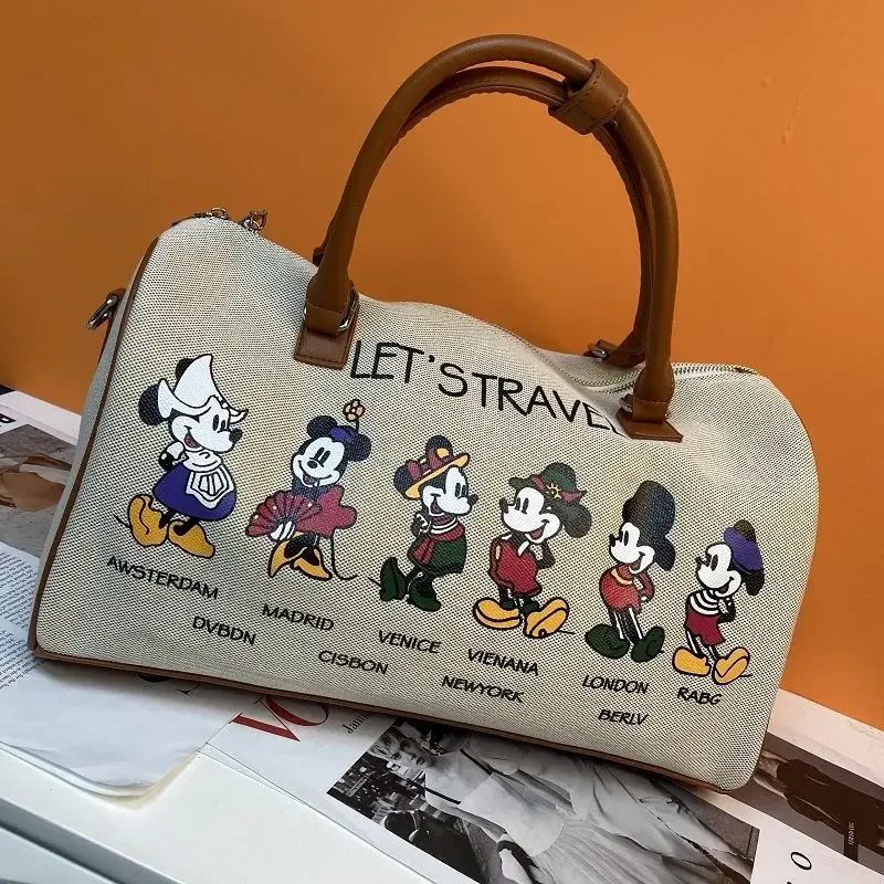 Disney Mickey women\'s large capacity crossbody travel handbag canvas shoulder crossbody bag sports fitness storage bag women bag