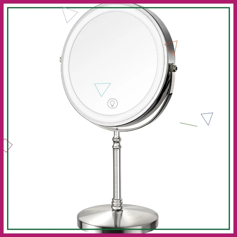 

Перезаряжаемое светодиодное зеркало для макияжа, аккумулятор 3000 мАч, 3-цветная подсветка, 10-кратное увеличение, 360 ° Вращение, регулируемая яркость