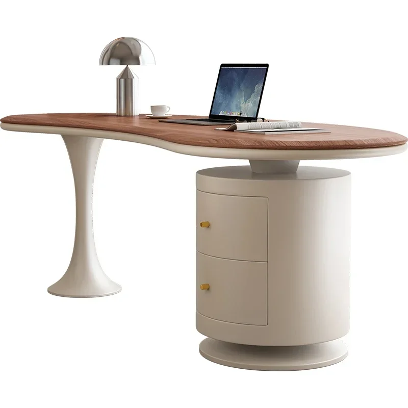 

56Cream style solid wood desk light luxury modern home computer desk designer desk