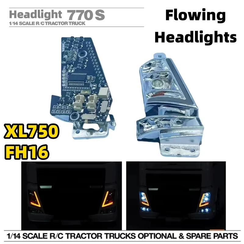 

Front Lighting System New Pro Flowing Headlights With Bracket XL750 FH16 Simulation For 1/14 Tamiya RC Romote Control Trailer