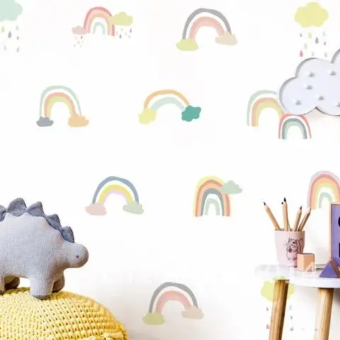 Big Multicolor Rainbow Wall Stickers for Nursery Kids Room Baby Boys Living Room Large Room Decor Rainbow Wallpaper on the Wall