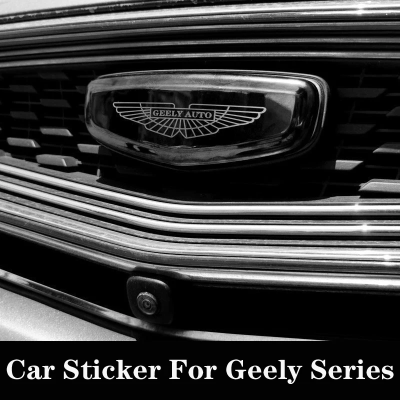 Car Logo Emblem Front Grill Sticker For Geely Monjaro Coolray Tugella Azkarra Okavango Starray Black Badge Emblem Decal 