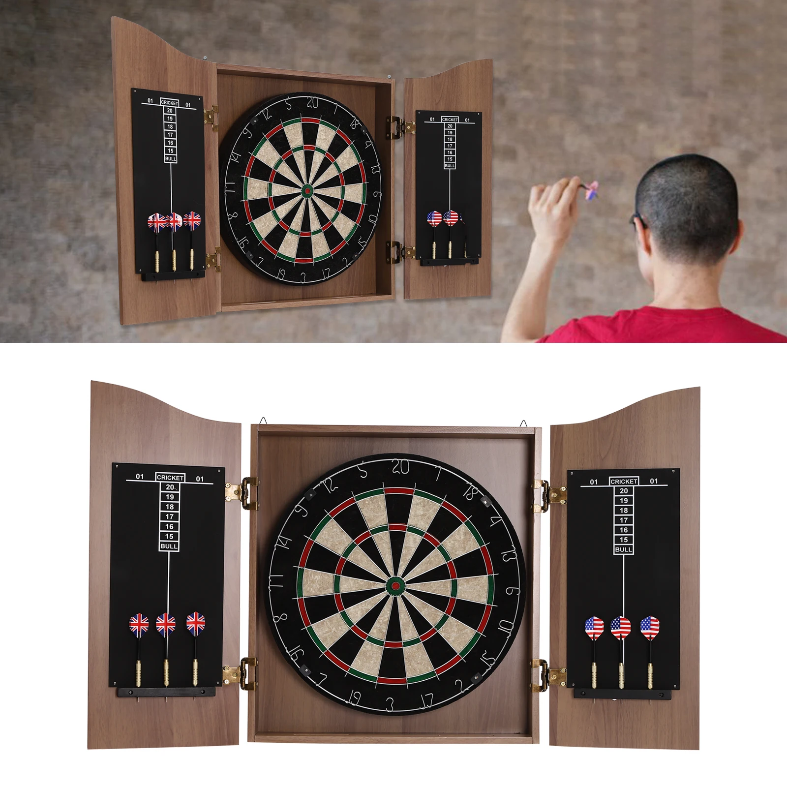 

Brown Classic Dart Board Cabinet Adult Dart Board Set Suitable for Family Gatherings