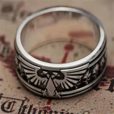 Starry Casting Eagle Emblem Ring Silver Jewelry Trendy Ring Male Dominance