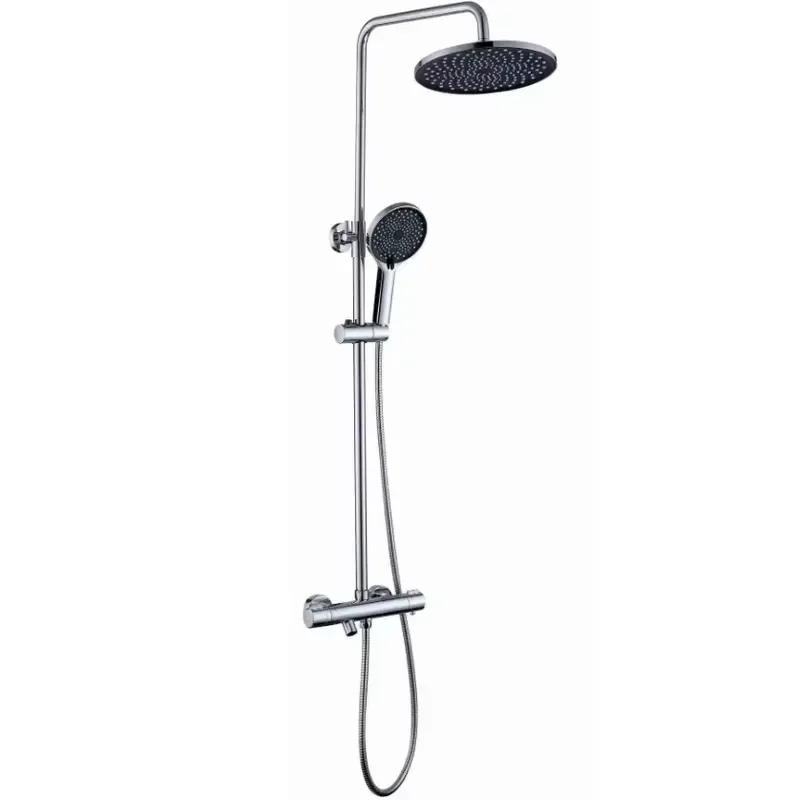 Four-Function Polished Brass Bathroom Faucet Thermostatic Shower Set Rain Massage Jet Slide Bar Home Apartment Bathing