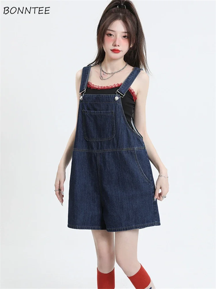 

Джинсовые комбинезоны Y2k, женские мешковатые дизайны, широкие брюки, универсальные свободные эстетические карманы, новые повседневные повседневные комбинезоны с высокой талией для студенток