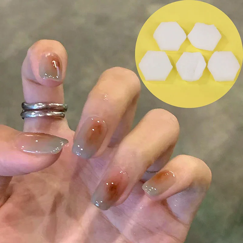 80 stks Schilderen Verwijderen Nagellak Hexagon Nagel Sponzen Buffer Bestanden Kleur Veranderen Nail Art Gel Polish Manicure Gereedschap