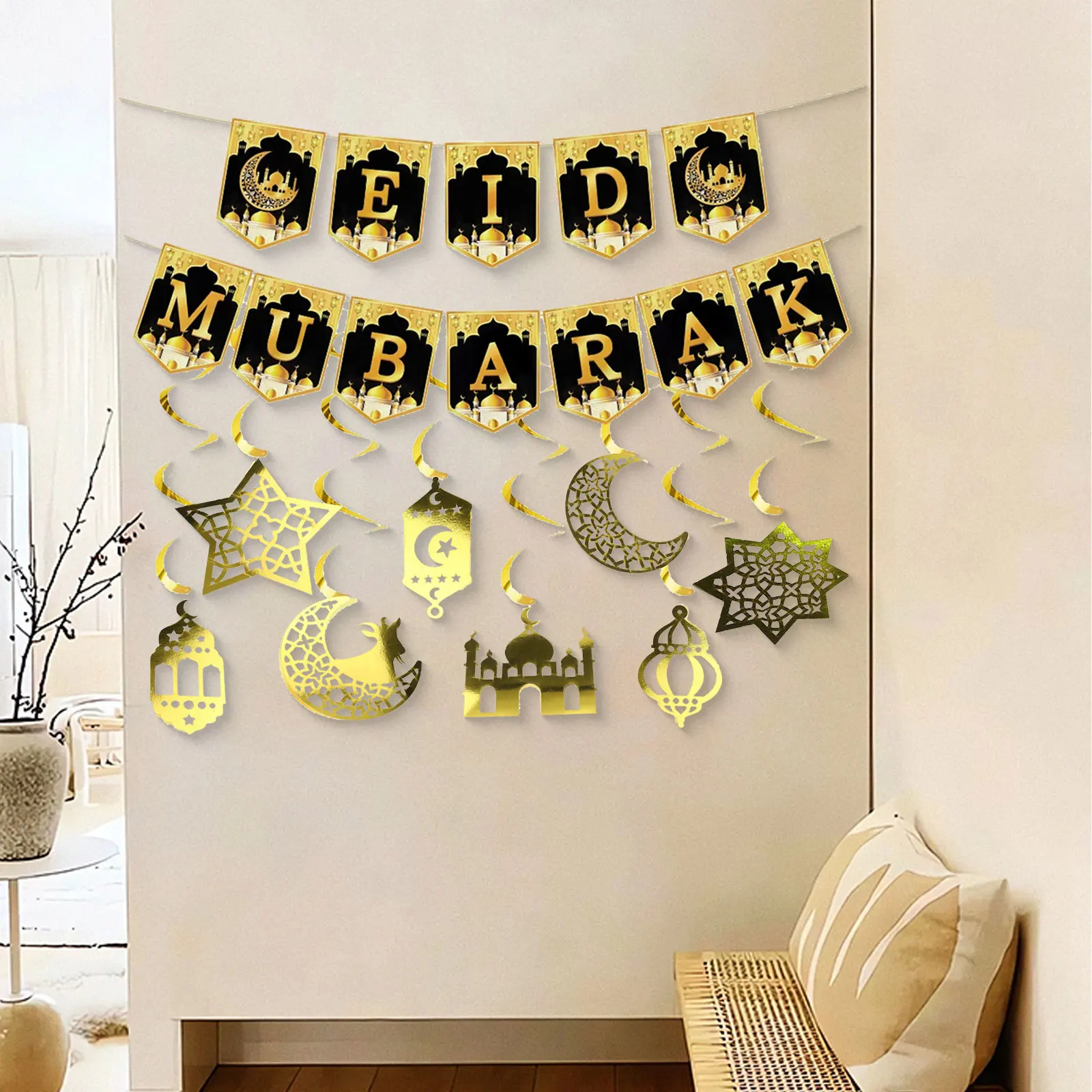 Unique Spiral Flag Design Featuring Celestial Motifs For Enhanced Visual Appeal At Parties And Family Gatherings