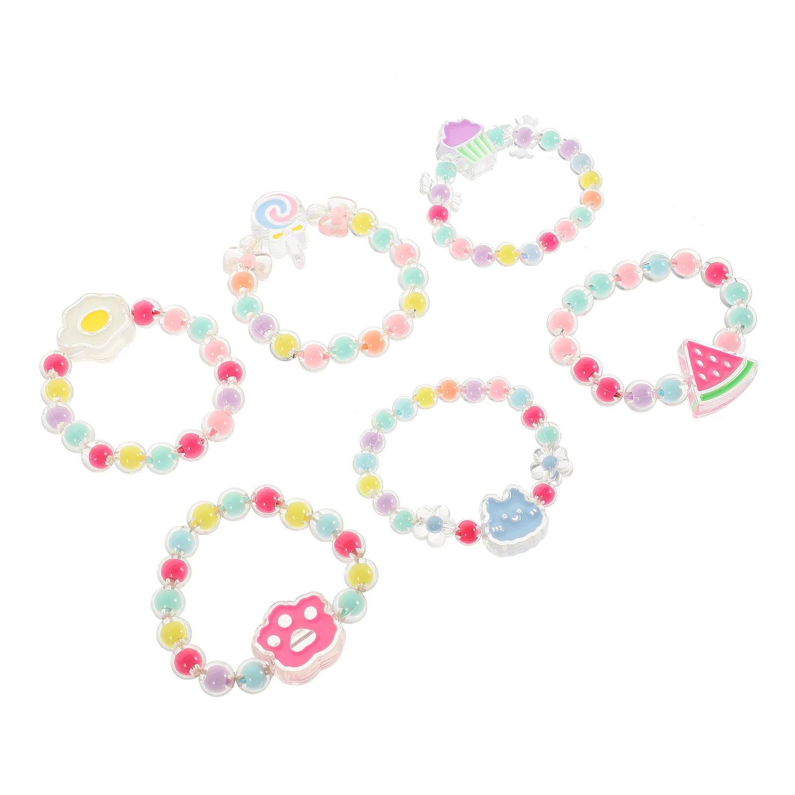 6 stuks kinderen kralen armbanden kinderen string armband set voor meisjes premium elastische plastic kralen polsbandjes sieraden cadeau