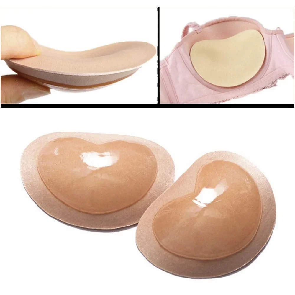 1Pair  Adhesive Breast Enhancer Bikini For Women Bra Swimsuit Invisible Heart Padding Magic Bra Insert Pads Push Up Silicone Bra