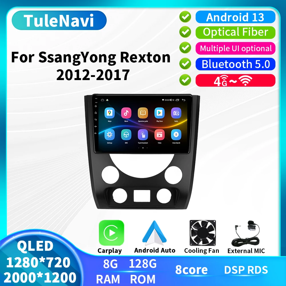 Car Multimedia Radio For SsangYong Rexton Y290 III 3 2012 2013 2014 2015 2016 2017 Video Player GPS Navigation Android Carplay