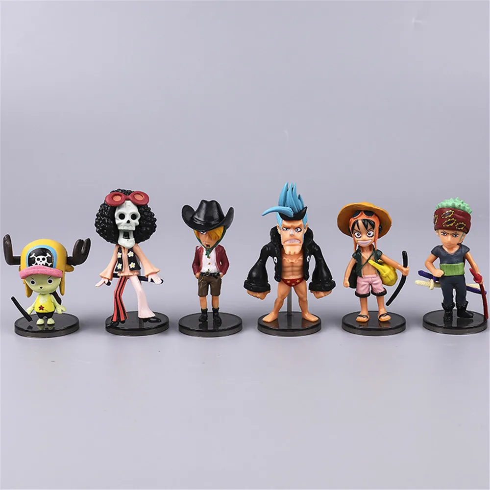 6pcs/set Anime One Piece Monkey D. Luffy Roronoa Zoro Chopper Franky BROOK Sanji PVC Action Figure Model Kids Toys Doll Gifts