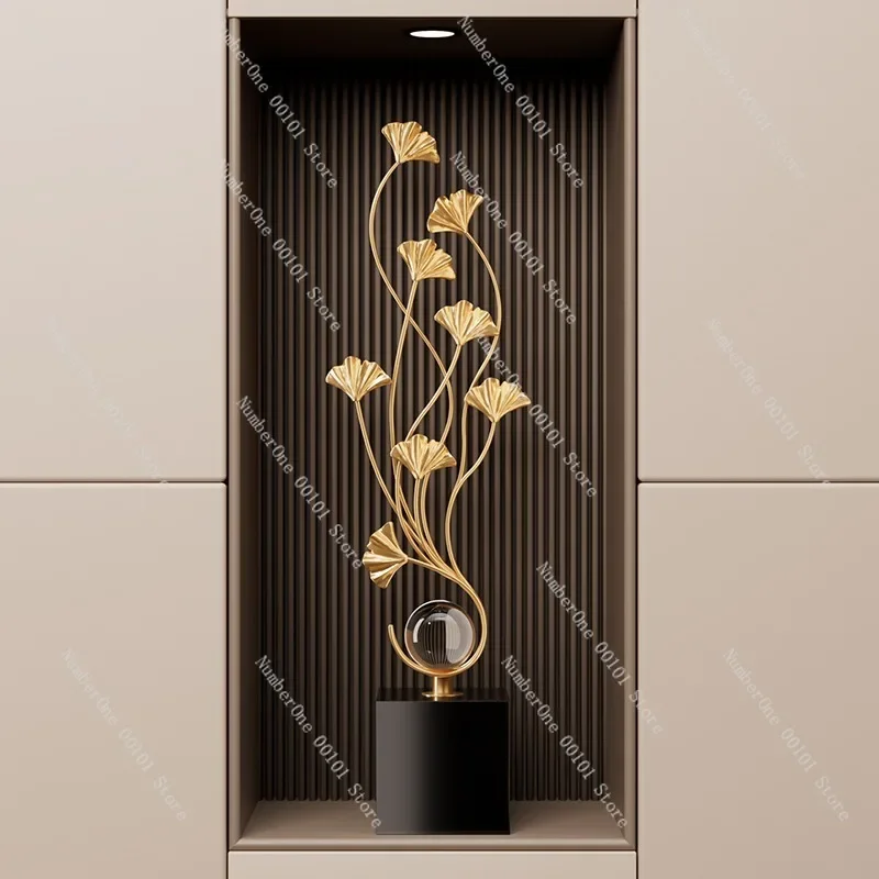 Ginkgo Leaf Entryway Decor, Luxury Living Room TV Niche, New Home Gift High End Ornament