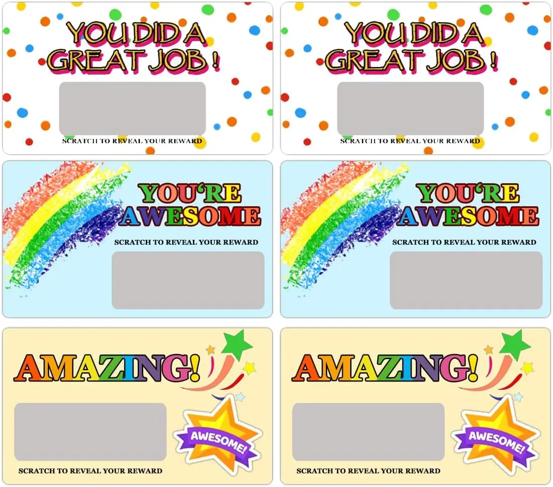 Imagem -04 - Scratch Off Prêmios para Estudantes Reconhecimento Rewards Cartões Faça Você Mesmo de Volta às Aulas Professor Sala de Aula Material Escolar 3.5x Polegada 60