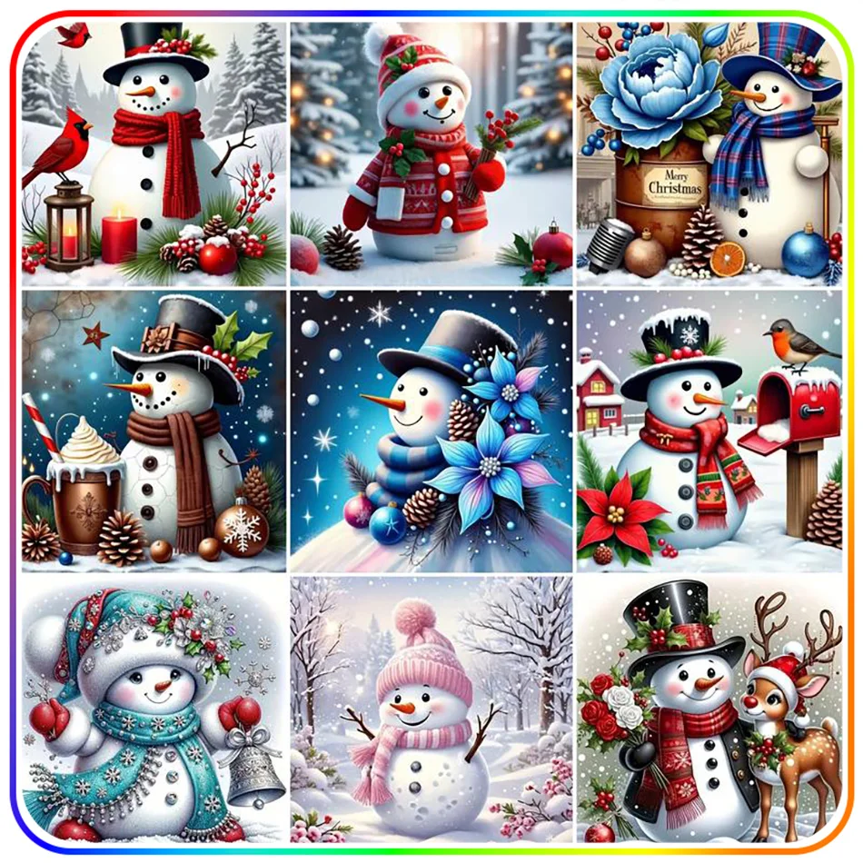 

SDOYUNO Diamond Painting Christmas Snowman Cartoon 5D Diamond Pictures Diamond Mosaic Cross Stitch Kits Rhinestones Home Decor