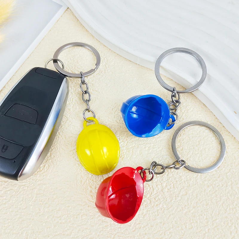 Creative Hard Hat Keychain Mini Construction Hat Keyrings Miniature Construction Helmets Small Safety Hats Charms Accessories