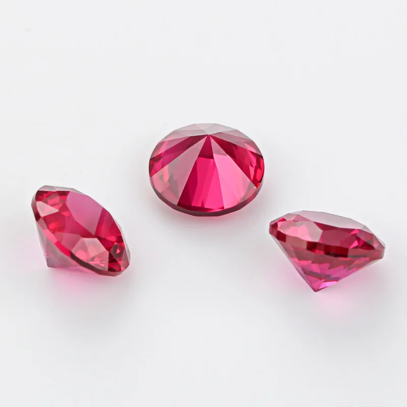 Ruby Red Corundum Small Size 1.0~3.75mm Round Brilliant Cut Synthetic Corundum 5# Red Loose Stones For Jewelry DIY Making