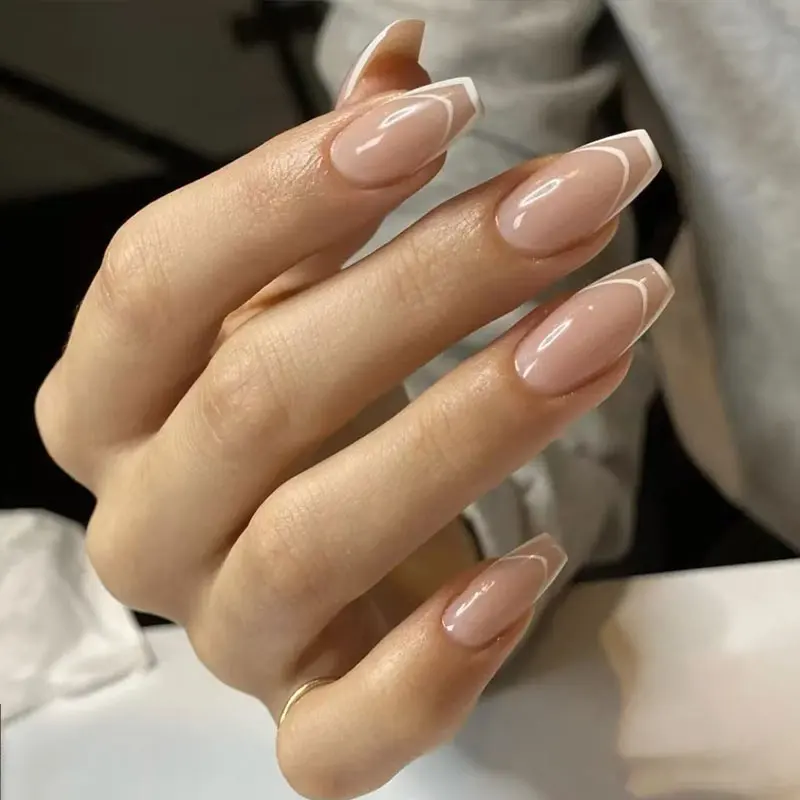 1 Lenzuola Francese Gradiente Linea Unghie Artistiche Adesivi 3D Autoadesivi Bianco + Nero Cursore Design Stencil Manicure Guide FAI DA TE Unghie Decor