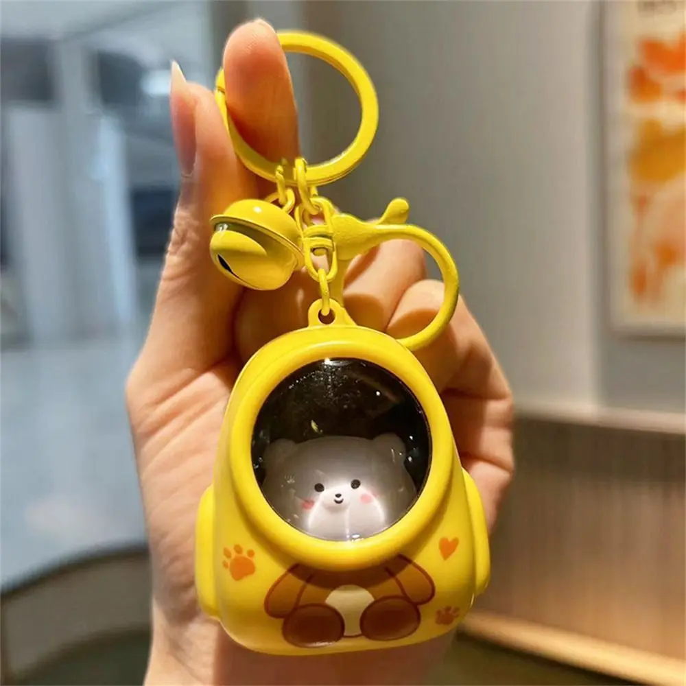 Light-emitting Cat Bear Keychain Ambient Light Couple Pendant Night Light Keyring Cute Animal Cat Astronaut Keychain Backpack