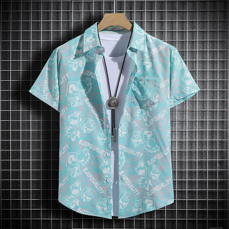 Stylish Hawaiian Printed Shirt, Loose Fit with Short Sleeves for Men and Women - Perfect for Casual Beach Look