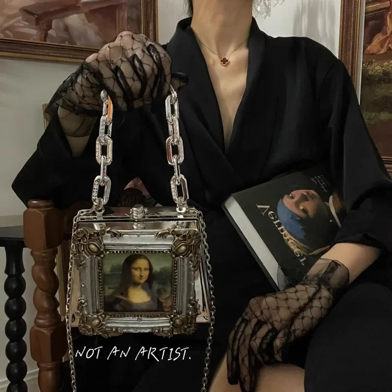 

Homemade Fun Original Design Niche Brand Spoof Mona Lisa Dinner Bag Renaissance