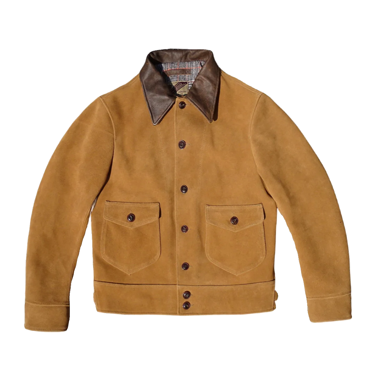 Depp Inspired Tobacco color Velvet Cowhide Genuine Leather Jacket American Retro Kaki Color Outerwear