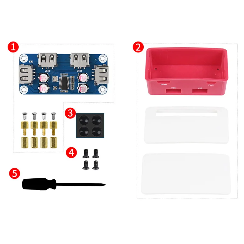 Raspberry Pi Zero USB HUB HAT (B) Erweiterungsplatine 4x erweiterte USB 2.0-Anschlüsse optionale USB HUB BOX für Raspberry Pi Zero W WH