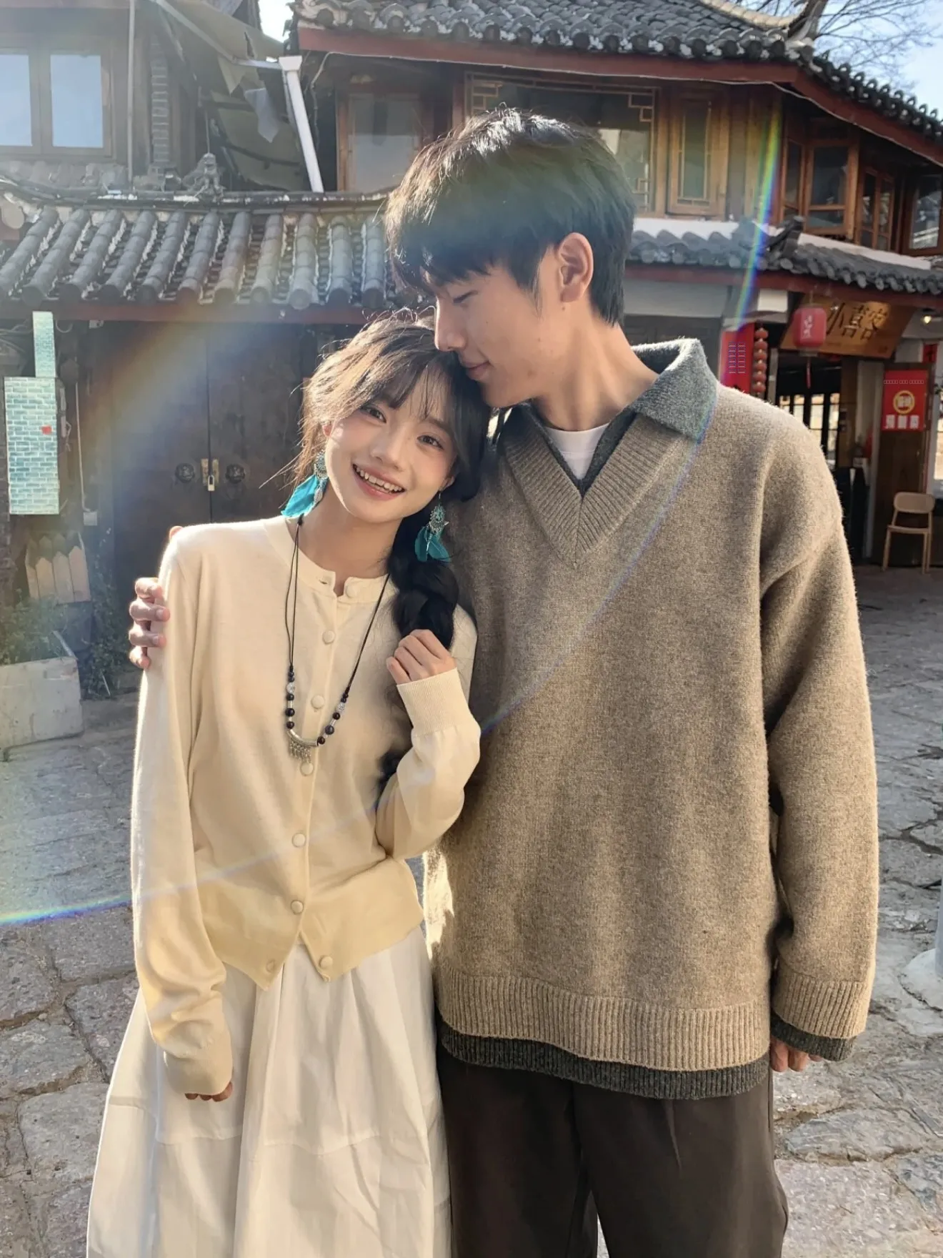 الأمريكية الرجعية اللون بلو تريكو الرجال الخريف الشتاء كسول Sle فضفاض عادية تنوعا V-ne المال القديم محبوك سترة #3