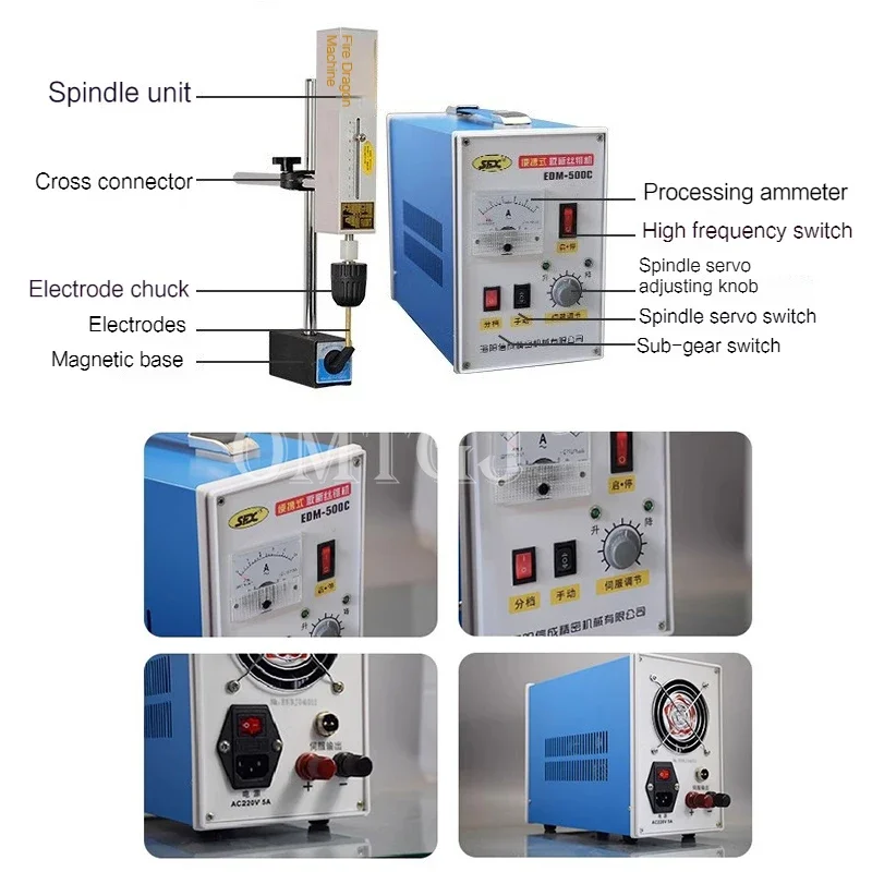EDM-500C Portable Spark Cutting Tap Machine High Requency EDM Machine Thread Tap Removal Machine Tap Breaking Machine 220V 500W