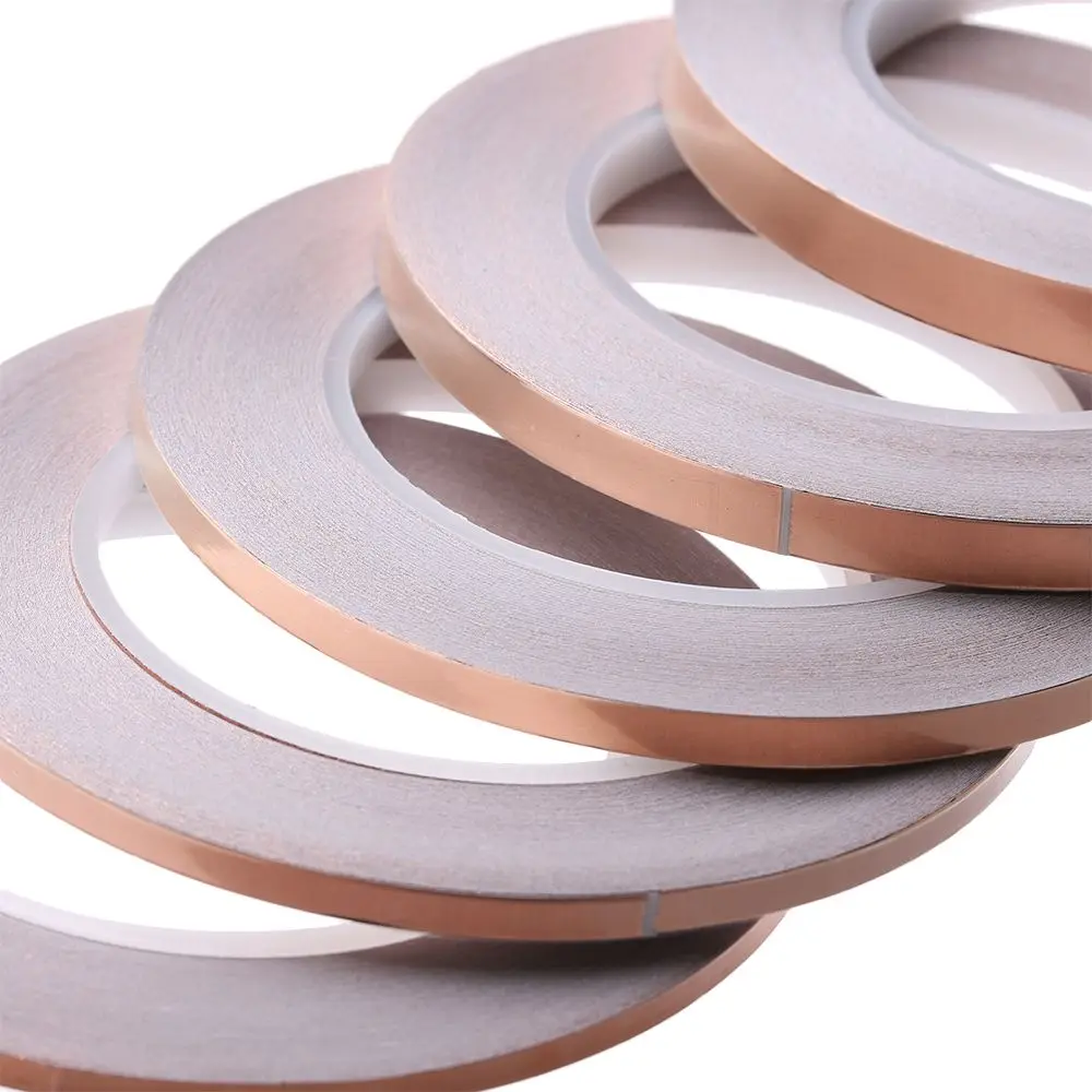 30 Meters Adhesive EMI Shielding Heat Resist Tape Single Side Conductive Copper Foil Tape Strip 3mm 4mm 5mm 6mm 8mm 10mm