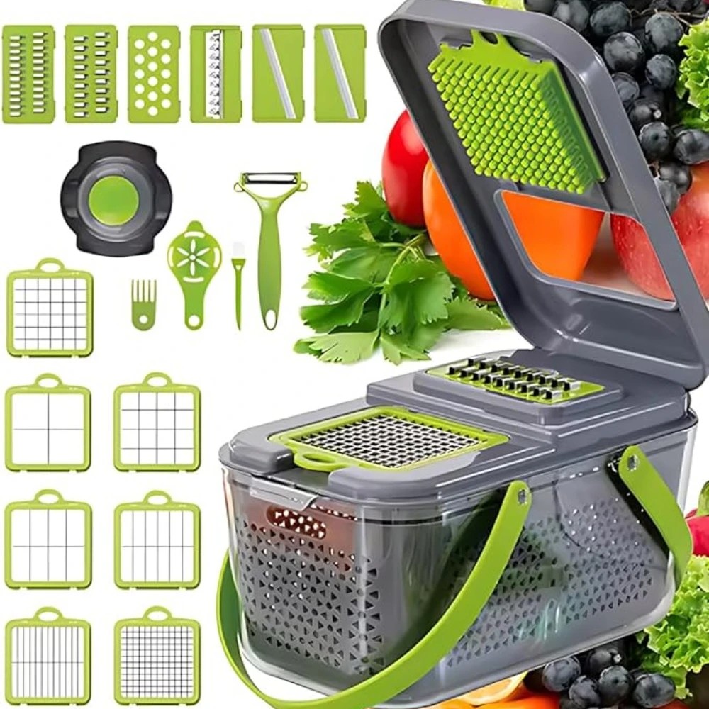 

Large Vegetable Chopper with Container, Professional Onion Chopper and Vegetable Chopper, Multifunctional Chopper 22 in 1