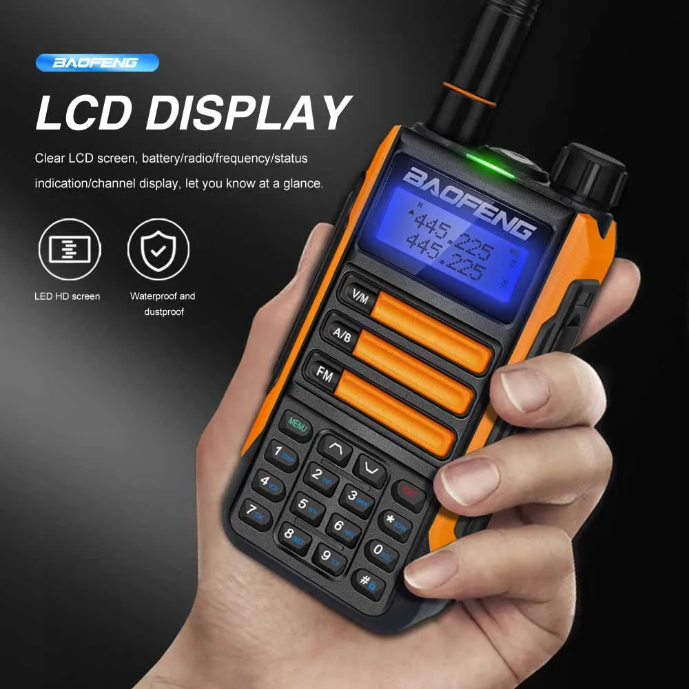 Baofeng profissional walkie talkie uv16 plus 10w potência à prova dwaterproof água vhf uhf dupla banda rádio em dois sentidos uv5r uv10r reforçada