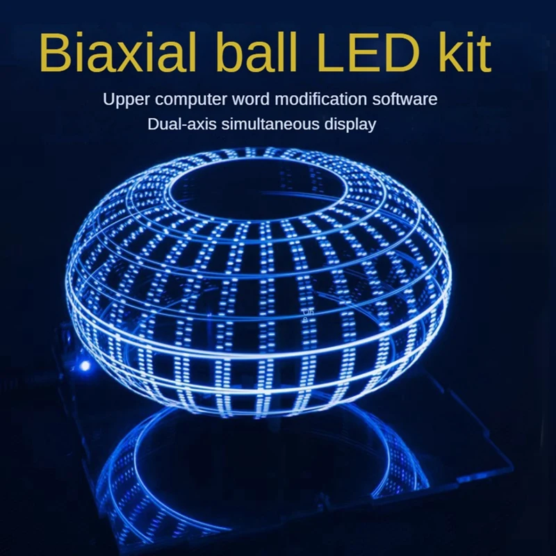 Dual Axis Spherical Rotating LED Kit Color Clock Display Remote Control Microcontroller DIY Electronic