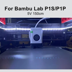 5V 150cm LED Lamp For Bambu Lab P1P P1S 3D Printer Parts WaterProof LED Light Bar For Bambulab p1p/p1s