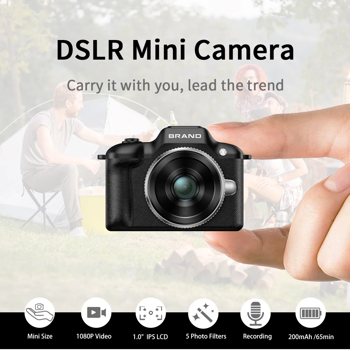 Mini Keychain Retro Digital Camera Screen 2K HD CMOS Kids Super Portable Photo Built-in LED Light Pendant Cam Gift MicroSD