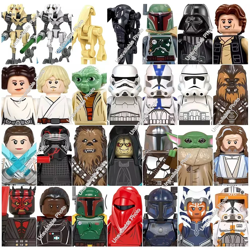 

HEROCROSS Star Wars Building Blocks Boba Fett LUKE Skywalker Ahsoka Mandalorians Dath Vader Rey Obi-wan Star Bricks Figures Toys