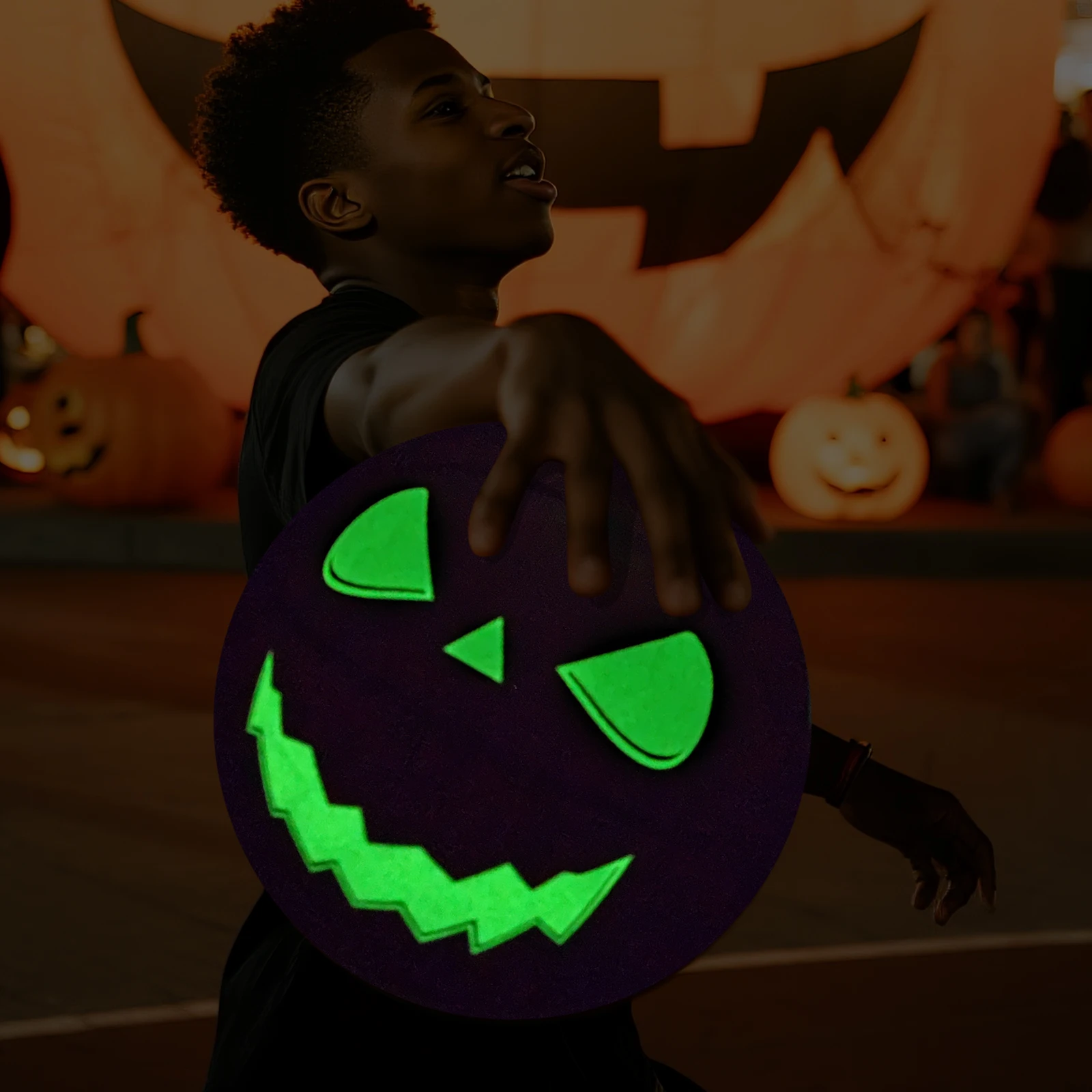 كرة السلة Jack-O'-Lantern للهالوين مقاس قياسي 7 للاستخدام الخارجي والداخلي للرجال والنساء كرات مضيئة على شكل يقطين للاستخدام الليلي المتوهج
