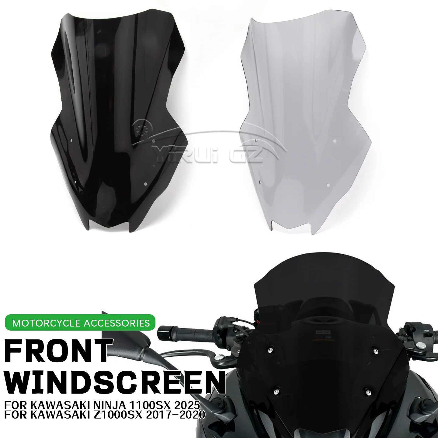 

Для KAWASAKI NINJA 1100SX 2025 Z1000SX 2017-2020 лобовое стекло ветровой дефлектор передний воздушный экран щит аксессуары для двигателя