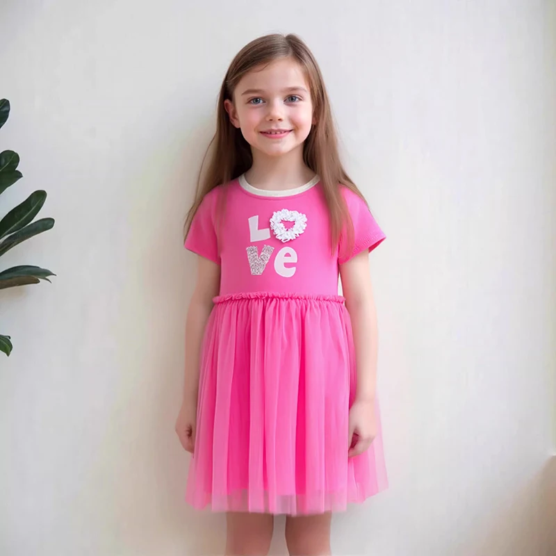 Little Maven Kleid für Mädchen, Kleidung, Kinder, Kinderkleidung, Baby, Mädchen, 2026, Urlaub, Sommer, LIEBE, Valentinstag, Netzkleider
