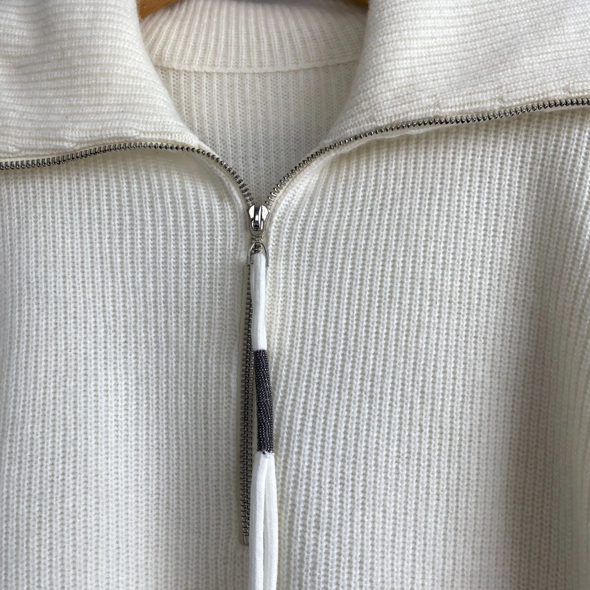 

Осень-зима 2022, новый шерстяной женский вязаный свитер с длинными рукавами и лацканами на молнии, модные универсальные топы