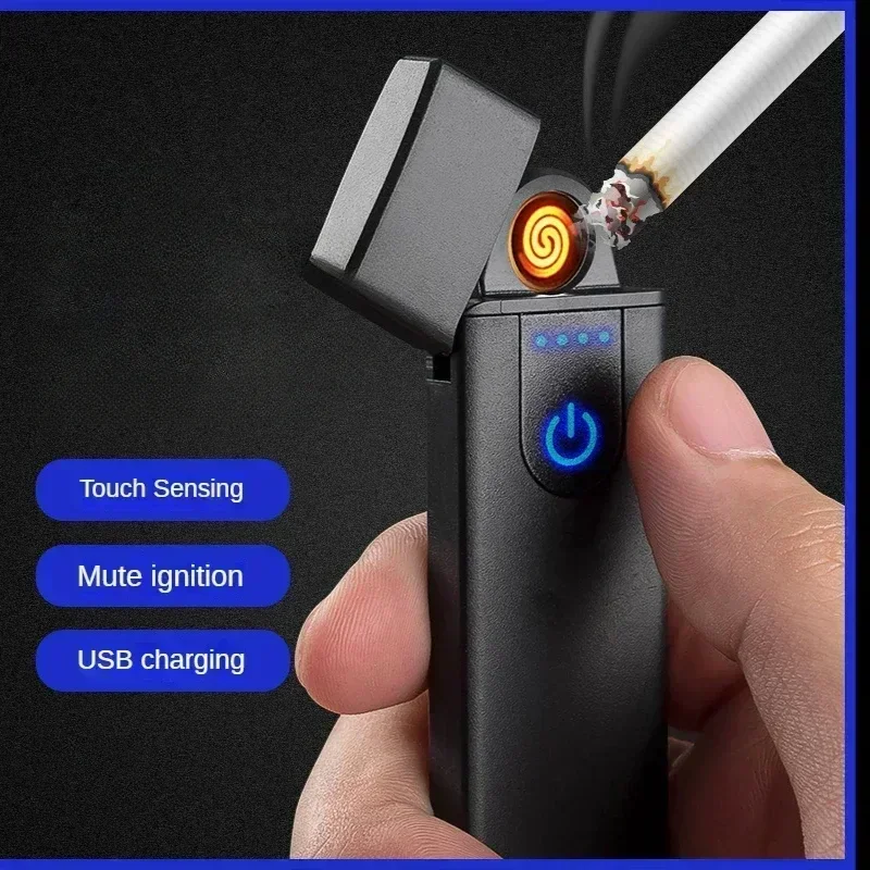 New USB Rechargeable Smoking Cigarette Lighter Mini Electric Heating Wire Lighter Windproof Portable Electronic Lighters Gift