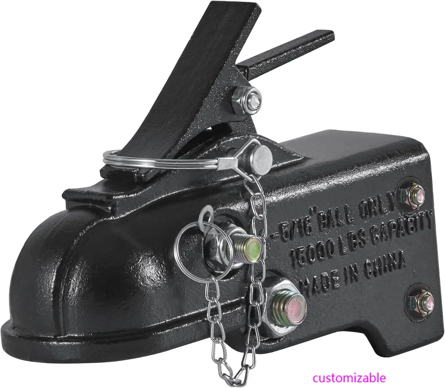

Adjustable Trailer Coupler, 2-5/16" Hitch Ball, 15000 lbs Capacity, Heavy Duty Cast Channel-Mount Coupler with Hardware Kit