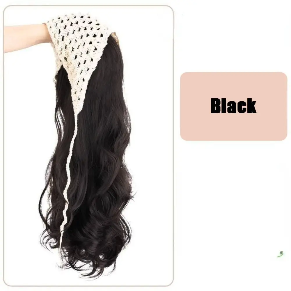 

Cute 65CM Wig Triangle Headscarf Hollow Knitted Women's Curly Hair Hot Sale Farmhouse Style Long Straight Hair