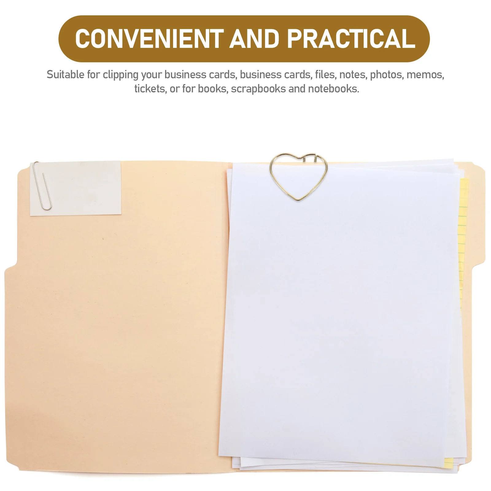 

50pcs Heart Shaped Paper Clips Golden Mini Cute Decorative Fun Small Delicate Metal Office Scrapbook Wedding Gifts